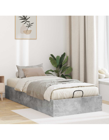 Letto ottomano Grigio cemento 90 x 200 cm Legno multistrato