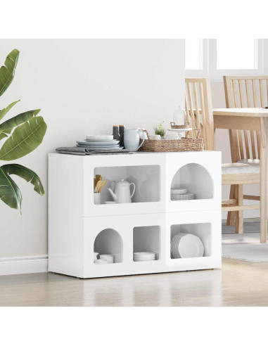 Credenza Bianco Lucido 80.5 x 35 x 59 cm Legno multistrato