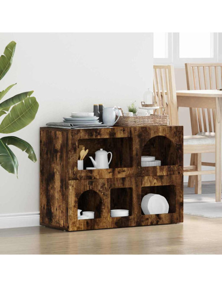 Credenza Rovere fumé 80.5 x 35 x 59 cm Legno multistrato