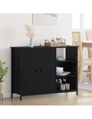 Credenza Rovere Nero 100 x 33 x 75 cm Legno multistrato