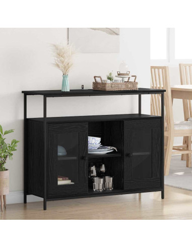 Credenza Rovere Nero 100 x 35 x 80 cm Legno multistrato
