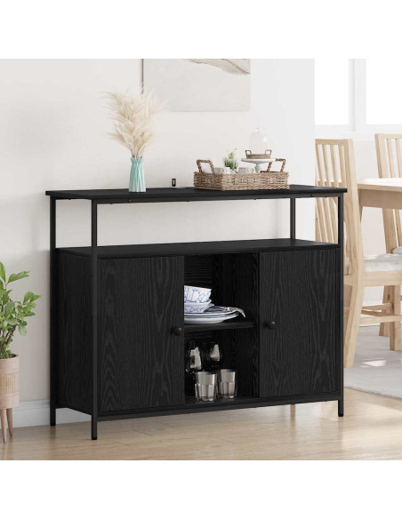 Credenza Rovere Nero 100 x 35 x 80 cm Legno multistrato