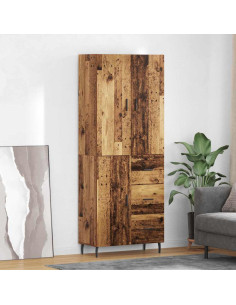 Credenza 2 pcs Legno vecchio Legno Stratificato e Vetro