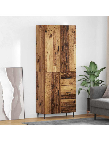 Credenza 2 pcs Legno vecchio Legno Stratificato e Vetro