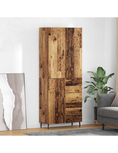 Credenza 2 pcs Legno vecchio Legno Stratificato e Vetro