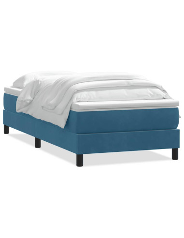 Giroletto a Molle con Materasso Blu Scuro 80x220 cm Velluto
