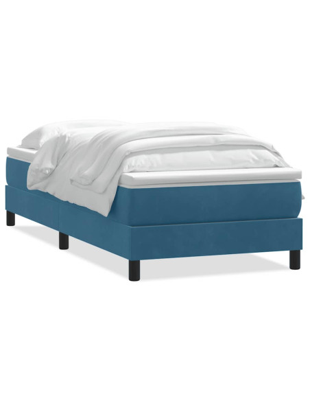 Giroletto a Molle con Materasso Blu Scuro 80x220 cm Velluto