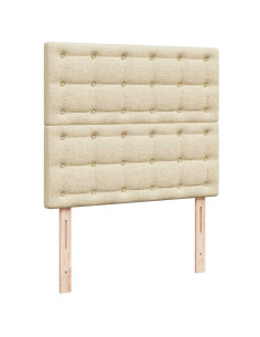 Struttura Letto Pouf con Materasso Crema 120x200 cm in Tessuto