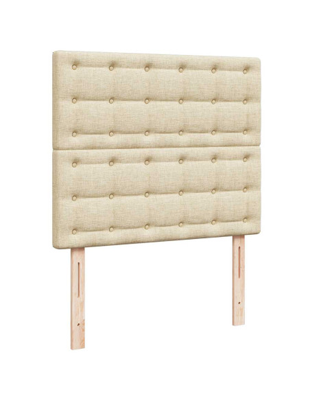 Struttura Letto Pouf con Materasso Crema 120x200 cm in Tessuto