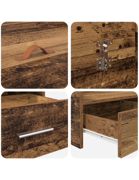 Struttura letto con contenitore Legno vecchio 135 x 190 cm