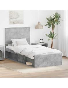 Struttura del letto Grigio Concretè 100 x 200 cm Pino massello