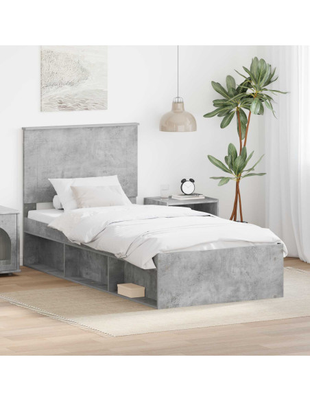 Struttura del letto Grigio Concretè 90 x 190 cm Pino massello