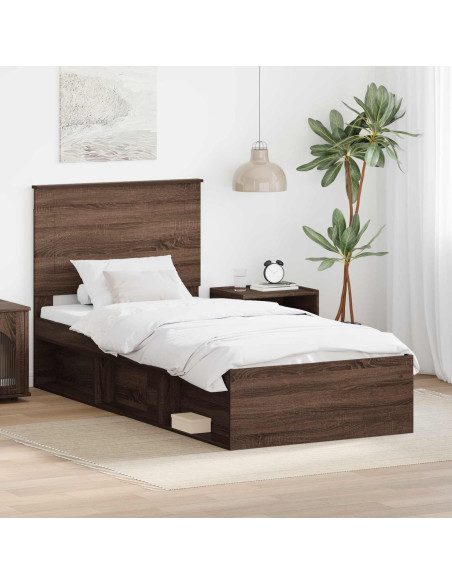 Struttura del letto Rovere Marrone 90 x 190 cm Pino massello