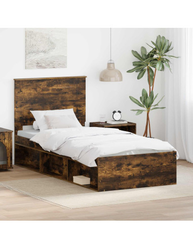 Struttura del letto Rovere fumé 90 x 200 cm Pino massello