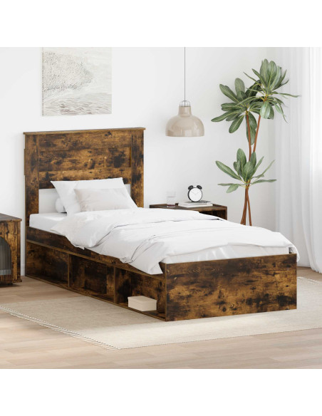 Struttura del letto Rovere fumé 90 x 200 cm Pino massello