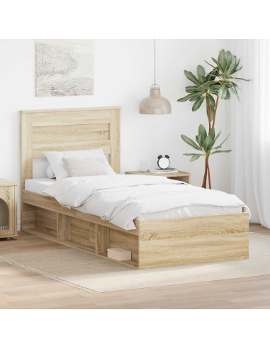 Struttura del letto Rovere Sonoma 90 x 200 cm Pino massello