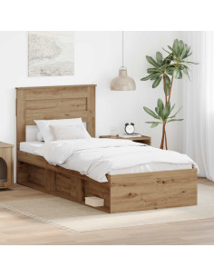 Struttura del letto con testiera Rovere Artigianale 90 x 190 cm