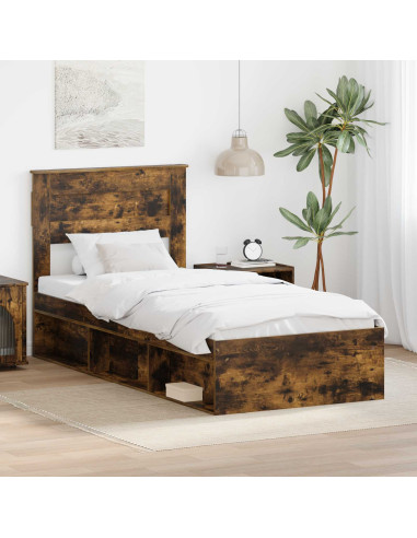 Struttura del letto Rovere fumé 100 x 200 cm Pino massello