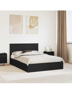 Letto con Contenitore Nero 150 x 200 cm Legno multistrato