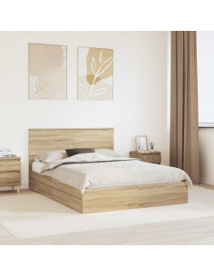 Letto con Contenitore con testiera Rovere Sonoma 150 x 200 cm