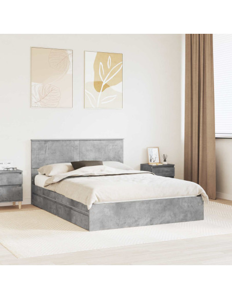 Letto con Contenitore con testiera Grigio cemento 150 x 200 cm