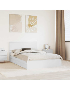 Letto con Contenitore Bianco 140 x 190 cm Legno multistrato
