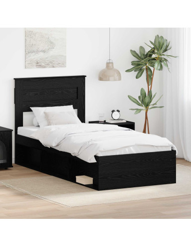 Struttura del letto Nero 100 x 200 cm Pino massello
