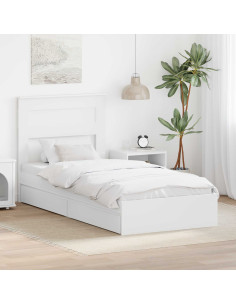 Letto con Contenitore Bianco 75 x 190 cm Legno multistrato