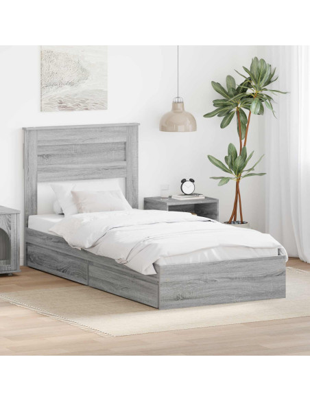 Letto con Contenitore con testiera Grigio Sonoma 75 x 190 cm