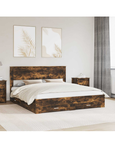 Struttura del letto Rovere fumé 200 x 200 cm Legno multistrato