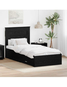 Struttura del letto Rovere Nero 90 x 190 cm Legno multistrato