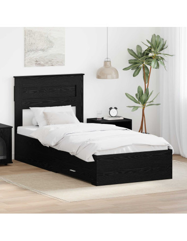 Struttura del letto Rovere Nero 90 x 190 cm Legno multistrato