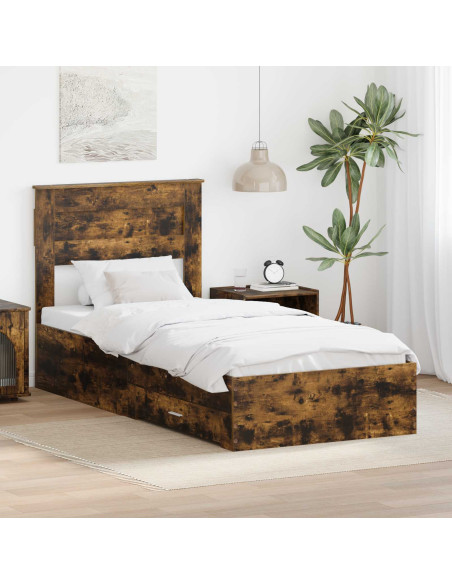 Struttura del letto Rovere fumé 90 x 190 cm Legno multistrato