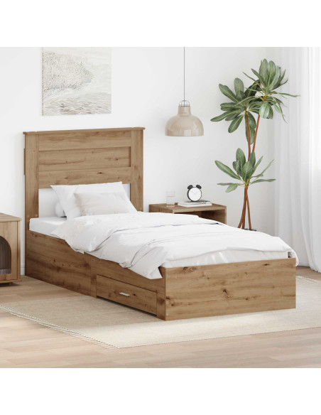 Struttura del letto con testiera Rovere artigianale 90 x 190 cm