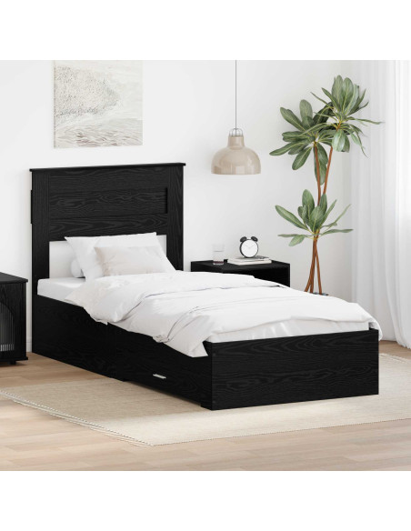 Struttura del letto Rovere Nero 90 x 200 cm Legno multistrato