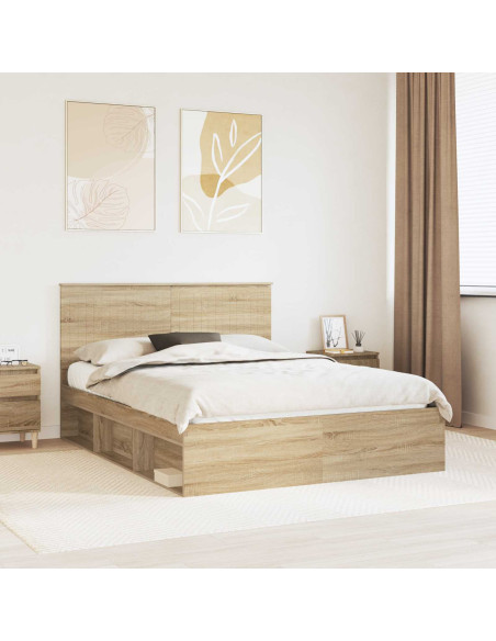 Struttura del letto Rovere Sonoma 150 x 200 cm Pino massello