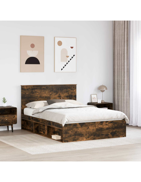 Struttura del letto Rovere fumé 140 x 200 cm Pino massello