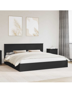 Letto con Contenitore Nero 200 x 200 cm Legno multistrato