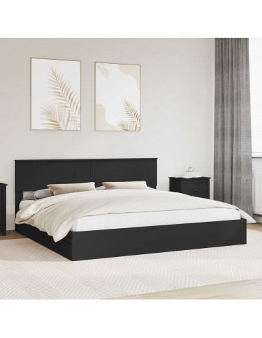 Letto con Contenitore Nero 200 x 200 cm Legno multistrato