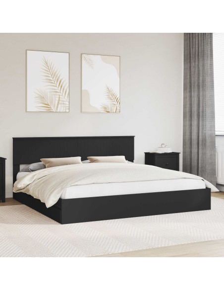 Letto con Contenitore Nero 200 x 200 cm Legno multistrato