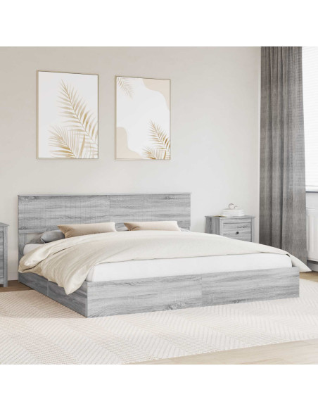 Letto con Contenitore con testiera Grigio Sonoma 200 x 200 cm