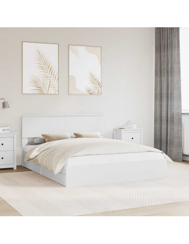 Letto con Contenitore Bianco 160 x 200 cm Legno multistrato