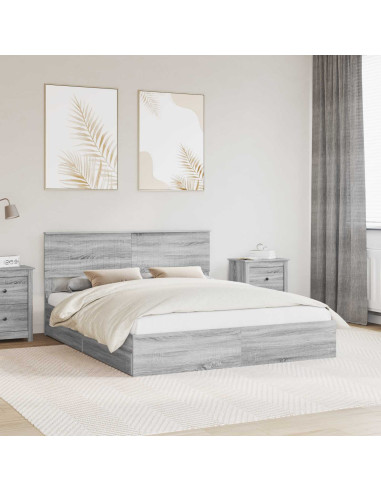 Letto con Contenitore con testiera Grigio Sonoma 160 x 200 cm