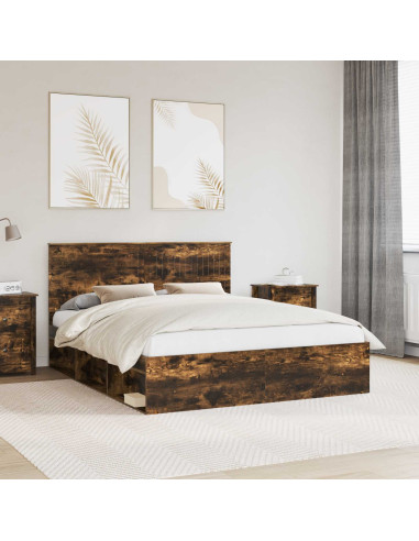 Struttura del letto Rovere fumé 160 x 200 cm Pino massello