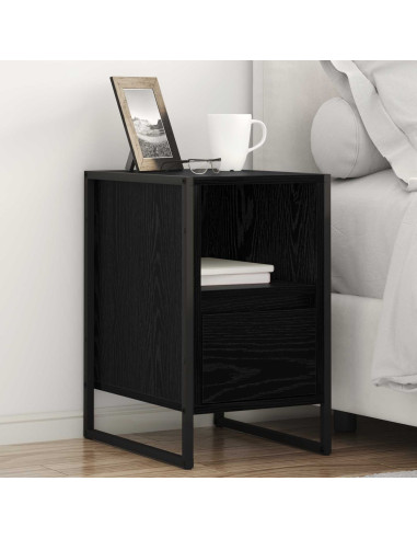 Comodino 2 pcs Rovere Nero 39,5 x 30 x 50 cm Legno multistrato
