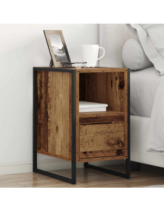 Comodino con cassetto 2 pcs Legno vecchio 39,5 x 30 x 50 cm