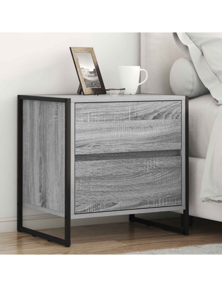 Comodino Grigio Sonoma 50 x 39.5 x 50 cm Legno multistrato