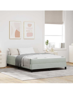 Letto a molle con materasso Grigio chiaro 160 x 220 cm Tessuto