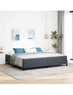 Letto a molle con materasso Grigio scuro 200 x 220 cm Tessuto