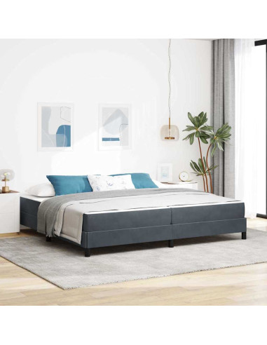 Letto a molle con materasso Grigio scuro 200 x 220 cm Tessuto